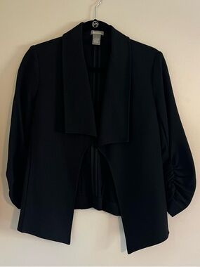 Black Neiman Marcus Open-Front Draped Blazer Size: S MSRP: $225